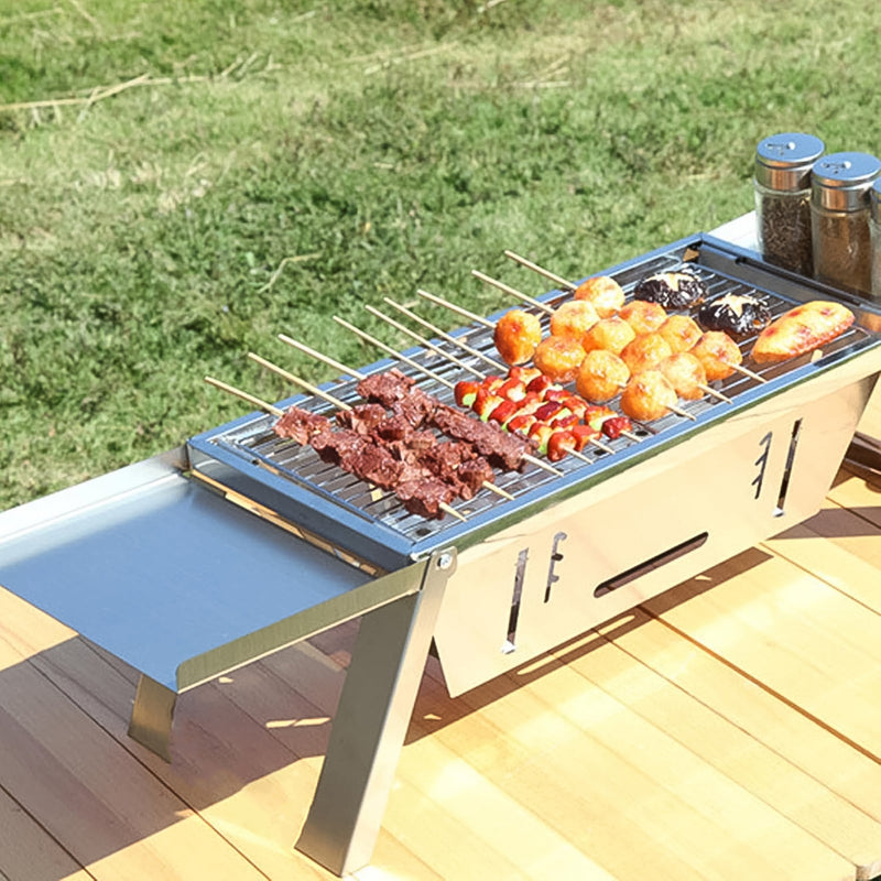 Portable Bbq Barbecue Grill Stainless Steel Folding Charcoal Grill