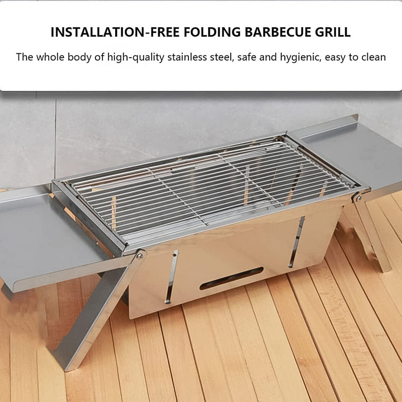 Portable Bbq Barbecue Grill Stainless Steel Folding Charcoal Grill